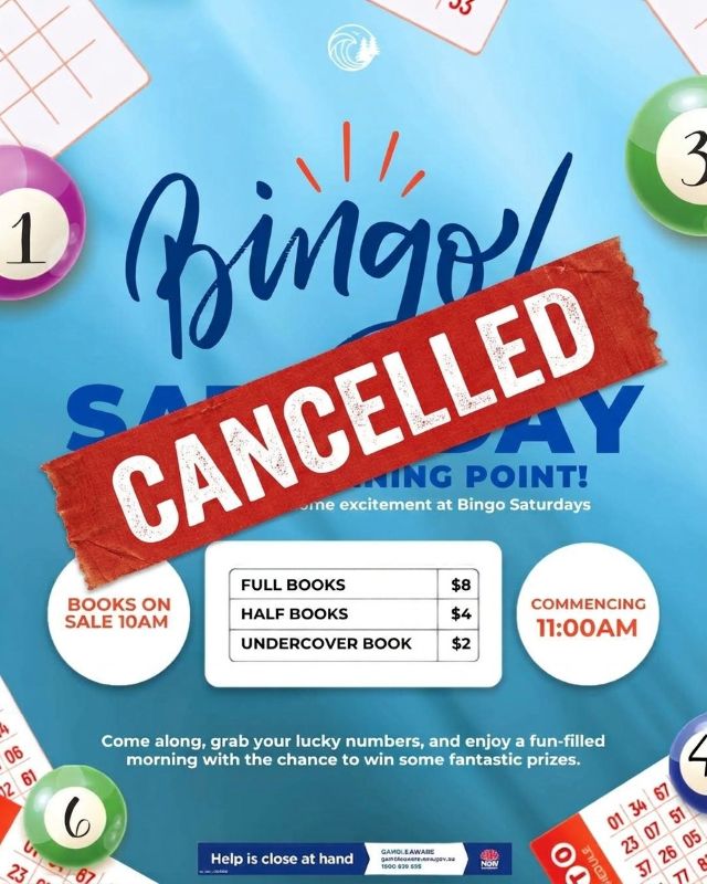 Featured image for “Bingo Cancelled 26th September at Club Manning Point”