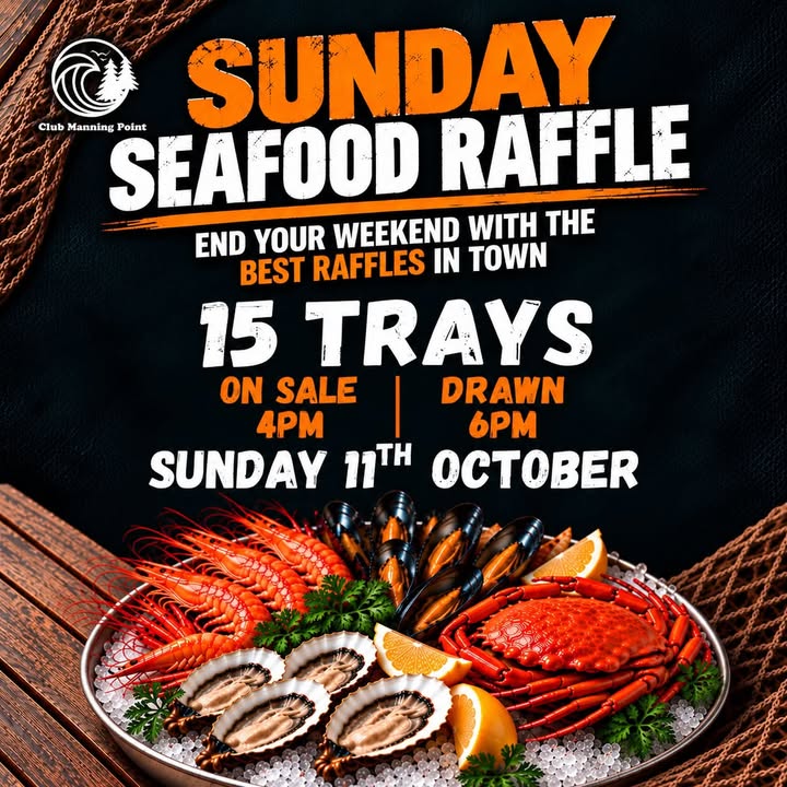 Featured image for “Sunday Seafood Raffle at Club Manning Point”