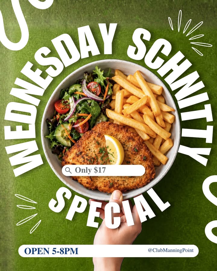 Featured image for “Chicken Schnitty Night Every Wednesday at Club Manning Point”