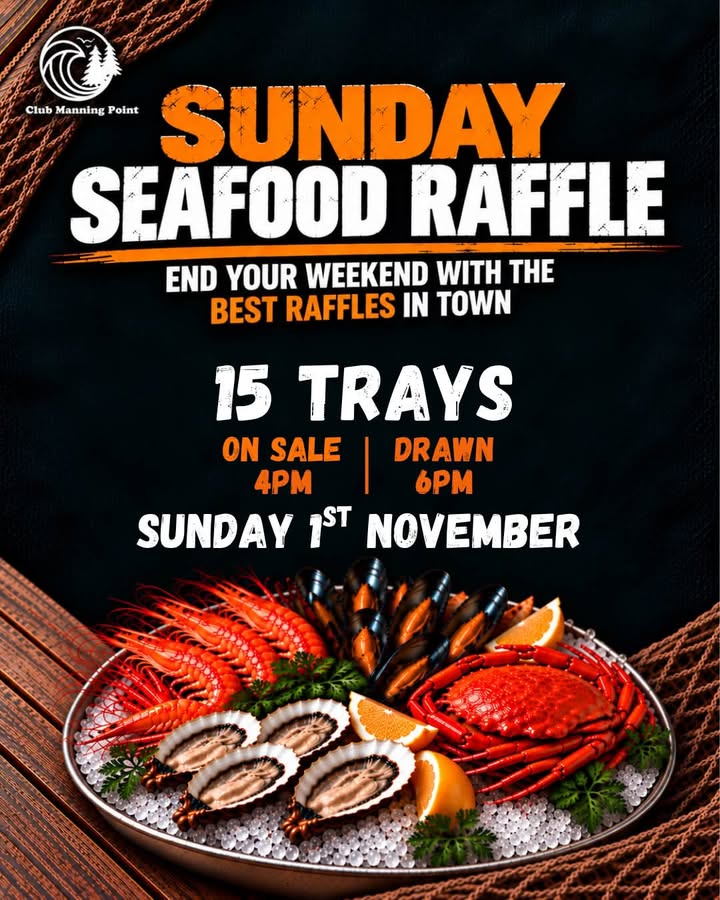 Featured image for “Sunday Seafood Raffle at Club Manning Point”